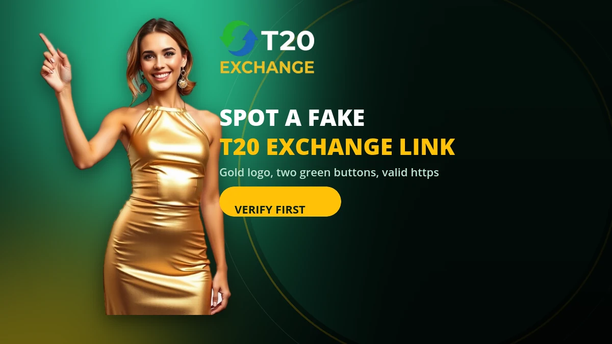 Verifying a T20 Exchange com login link by the logo and the two login buttons