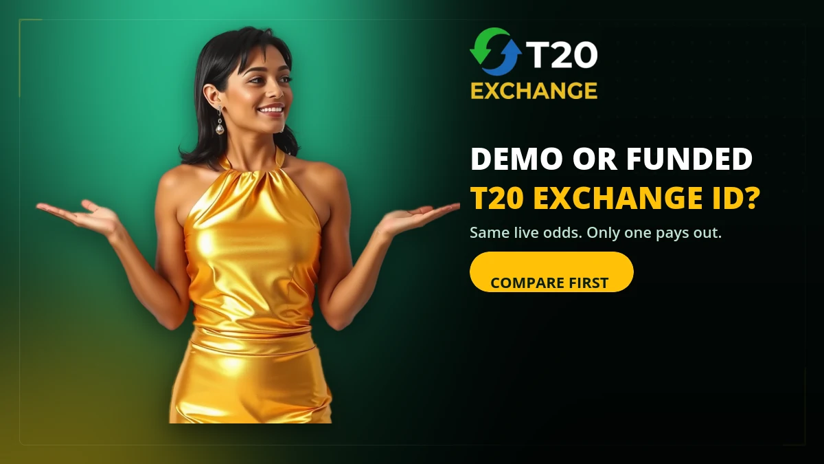 Comparing a T20 Exchange demo ID with a funded account on the same live odds