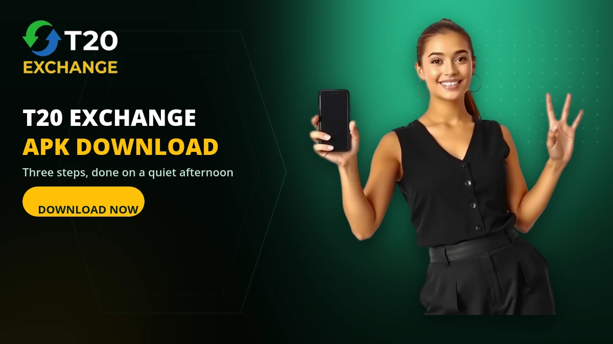 T20 Exchange download and APK install steps on an Android phone